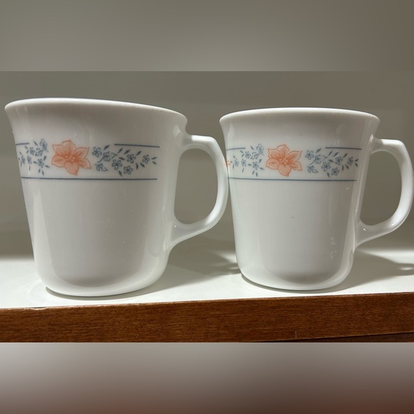 Corelle Apricot Grove Floral Design 2 Glass Coffee Cups Mug Discontinued USA - Picture 3 of 5